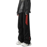 AIDASE  -  Korean Fashion Spring Autumn Preppy Pants Now Side Striped Casual Sweatpants Letter Printing Elastic Waist Wide Leg Trousers aidase-shop