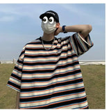 AIDASE  -  Fashion T-Shirts Printing Striped Pullovers Loose Man Short Sleeve Round Neck Handsome Spring Summer Thin Men's Clothing aidase-shop