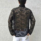 AIDASE  -  Winter New Male Lace Hollow-out Long-Sleeve T-Shirt American Retro Fashion Trendy High Street Loose Casual Niche Men's Top aidase-shop