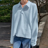AIDASE  -  Men Shirt Solid Color Lapel Long Sleeve Korean Style Casual Men Clothing Streetwear Loose Fashion Leisure Male Tee Tops aidase-shop