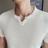 AIDASE  -  Men's Waffle Knit T-Shirt Short Sleeve - Premium Breathable Ice Silk Slim Fit Tee, Lightweight Casual Top, Coffee aidase-shop