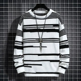 AIDASE  -  Ethnic Style Sweater Men's Winter Korean Retro High-end High Street Striped Knit Sweater Oversized Casual Pullover Thread Jacket aidase-shop