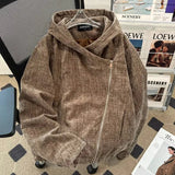 AIDASE  -  Men's Hooded Jacket Versatile Diagonal Zipper Design Trendy Simple Long Sleeve Male Coats 2025 Autumn New Menswear 21E7578 aidase-shop