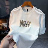 Aidase Fashion O-Neck Korean Printed Color Letter T-Shirts Men's Clothing 2025 Spring Summer New Loose Casual Tops All-match Tee Shirt