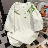 AIDASE  -  Men's Short Sleeved T-shirt Summer Fashion Floral Print Round Neck Tops Japanese Loose Casual Male Pullover aidase-shop