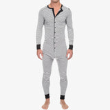AIDASE  -  Striped One-Piece Sleepsuit Men's Slim-Fit Long-Sleeve Autumn-Winter New Homewear aidase-shop