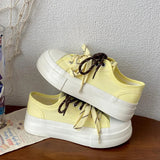 AIDASE  -  Hot Sale Women Thick Sole Canvas Shoes Vintage Fashion Students Breathable Lace-Up Sneakers Platform Black Sports Shoes aidase-shop