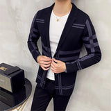 Aidase Men's Knitted Sweater Jacket Men Fashion High Quality Brand Slim Striped Long Sleeve Suit Collar Cardigan Wool Jacket Coat aidase-shop