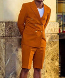 Aidase Summer Solid Color Custom Made Peak Lapel Men Suit 2 Pieces Wedding Bridegroom ( Jacket + Short Pants  ) aidase-shop