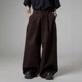 AIDASE  -  Loose Fit Men's Casual Pants with Pockets Pleated Slimming Daily Simple Style Pure Color Imported from Mainland China aidase-shop