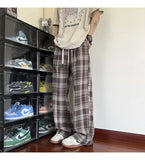 AIDASE  -  Men's Plaid Casual Pants Loose Straight Hong Kong Style Spring Autumn New Fashion Comfortable Breathable Men's Trousers aidase-shop