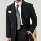 AIDASE  -  Traje Novio 2025 New Grooms Suit Naples Suit Set For Men Business Casual Striped Suit Men Tuxedo Suit Smoking Homme Mariage