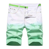 AIDASE  -  Men Summer Denim Shorts Y2K Fancy Gradient Color Breeches Fashion Holes Ripped Slim Straight Jeans aidase-shop