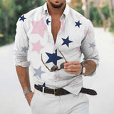AIDASE  -  Loose Wrinkle-Free New Men'S Shirt Casual Men'S Loose Lapel Plaid Print Long Sleeve Cuffs Button Port Floral Shirt Ropa Hombre aidase-shop