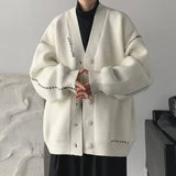 Aidase White Crewneck Man Clothes Black Knitted Sweaters for Men Cardigan Round Collar Ugly Old Order Trend Street Overfit S Neck