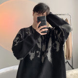 Aidase Autumn Clothing Men's Knitted Luxury Printed Pullovers Sweater Casual Vintage Loose O Neck Solid Color Long Sleeve Knitwear aidase-shop