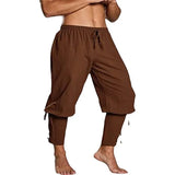 AIDASE  -  Men's Cotton Linen Long Pants Ankle Belted Medieval Viking Pirate Trousers Casual Loose Fit Comfortable Breathable Summer Autumn aidase-shop