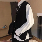 Aidase Knit Sweater Male Red Sleeveless Vest Men's Clothing Slit Button Waistcoat Cardigan Best Selling Products 2024 Overfit Cotton aidase-shop