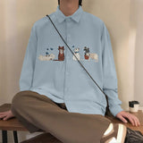 AIDASE  -  Men Shirt Embroidered Lapel Long Sleeve Korean Style Men Clothing Streetwear Loose 2025 Fashion Casual Male Shirts Tops aidase-shop