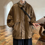 Aidase Men Bomber Leather Jacket Man PU Leather Jackets Male Streetwear Coat Jacket Motorcycle PU Leather Coats Fashion Zipper Jackets aidase-shop