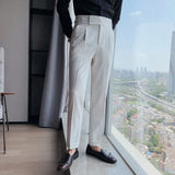Men British Style Suits Pants New Male Solid High Waist Trousers High Quality Men Formal Slim Fit Business Casual Suit Pants aidase-shop