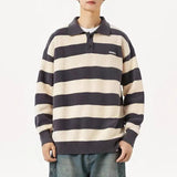 AIDASE  -  Winter  Collar Striped Loose Knitted Sweater for Men Trendy Brand Casual Autumn Winter Lazy Couples Loose Knitwear Top aidase-shop