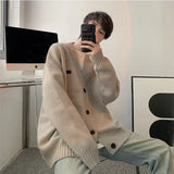 Aidase Cardigans Men Fashion Popular Youthful American Style V-neck Solid Color Handsome Spring Autumn Streetwear Knitting Loose Daily aidase-shop