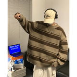 Aidase Striped Men Sweaters Men's Pullovers Harajuku Streetwear Winter New Casual Loose Wool Warm Knited Turtleneck Pullovers Top 3XL aidase-shop