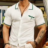 Aidase Men's Casual Business Knitted Polo Shirt Light Luxury Leisure Turn Down Collar Button Short Sleeve Pocket Anti-pilling Knitwear