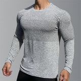 Aidase Men's Sport Long Sleeve Tops Quick Dry Fitness T-shirts Bodybuilding Gym Tees Casual Skinny Elastic Breathability Sportswear aidase-shop