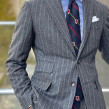 AIDASE  -  Fashion Pinstripe Men's Suit 2 Pieces Blazer Jacket and Pants Customized Two Buttons Business Wear Wedding Groom Costume Homme aidase-shop