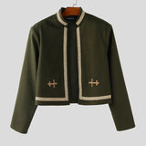 AIDASE  -  Men Jackets Embroidery Patchwork Long Sleeve Open Stitch Crop Coats Men Streetwear 2025 Fashion Casual Jackets Men S-3XL aidase-shop