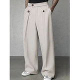 AIDASE  -  Spring Autumn New Fashion Men Casual Suit Pants Multiple Buttons High Waist Loose Straight Trousers Spring Business Soild Pant aidase-shop