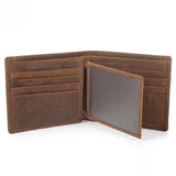 AIDASE  -  Men's Short Genuine Leather Wallet Vintage Coin Purse Top Layer Cowhide Vertical Card Holder Large Capacity aidase-shop