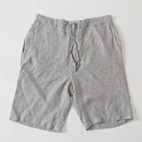 Aidase Boy Casual Summer Gray Linen Shorts Elastic Waist Lace Up Loose Shorts Male Streetwear Short Pants Sexy Beachwear Shorts for Men