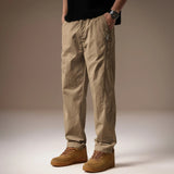 AIDASE  -  Men Light Grey Khaki Solid Color Simple Basic Casual Daily Trendy Straight Pants Spring New Fashion Male American Style Trousers aidase-shop