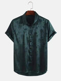 AIDASE  -  Men's Short Sleeve Shirt Casual Fashionable Elegant Jacquard Turn-down Collar Button Half Sleeve aidase-shop