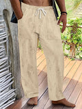 AIDASE  -  Trendy Loose Ripped Straight Pants Mens New Casual Solid Color Drawstring Baggy Trousers For Men Summer Fashion Loose Pants aidase-shop