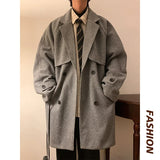 Aidase Autumn Winter Wool Jacket Men Casual Solid Wool Coats Male Loose Turn Down Collar Mens Long Coat aidase-shop