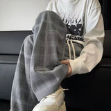 AIDASE  -  Spring Plaid Distressed Baggy Pants For Men Casual Sports Loose Straight-Leg Sweatpants High Street Fashion Y2K Trousers aidase-shop