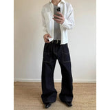 AIDASE  -  Retro American Knife  Denim Jeans Men Women Cleanfit Embroidered Straight Leg Pants Casual Wear Cotton Polyester Blend aidase-shop