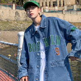 Aidase Trendy Letter Embroidered Workwear Denim Jacket Men 2024 New Fashion American Loose and Versatile Lapel Jacket Aesthetic Chic aidase-shop