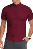 AIDASE  -  Men's Zip Mock Neck T-Shirt Short Sleeve Quick Dry Slim Fit Workout Gym Running Athletic Tee aidase-shop