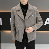 Aidase men's winter outfits Brand Winter Wool Jacket for Men Fashion Zipper Motorcycle Coat Plaid Casual Business Trench Coat Social Streetwear Overcoat aidase-shop