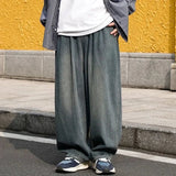 AIDASE  -  American Style Wide Leg Denim Jeans Vintage Washed Loose Fit Hip Hop Casual Long Trousers for Men High Street Trend Brand
