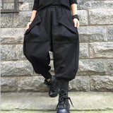 Aidase Harem Black Pants Women Baggy M-3XL Temper Big Pockets Unisex American Streetwear Teens Y2k Clothes Trousers Personal Pantalones