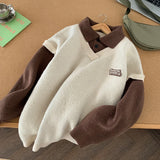 Aidase Sweatshirts Men Preppy Fashion Youthful Autumn Winter Warm Turn-down Collar Fake Two Pieces Korean Style Teenagers Popular Soft aidase-shop