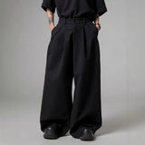 AIDASE  -  Loose Fit Men's Casual Pants with Pockets Pleated Slimming Daily Simple Style Pure Color Imported from Mainland China aidase-shop