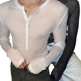 AIDASE  -  Lightweight Breathable Long Sleeve Men's T-shirt Ice Silk Henry Collar Workwear Casual Summer Top Cross-Border European Size aidase-shop