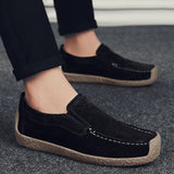 AIDASE  -  Square-toe Loafers Non-slip Outdoor Moccasins Driving Shoes Daily Commute Men Casual Shoes Suede Leather Men Wedding Shoes aidase-shop